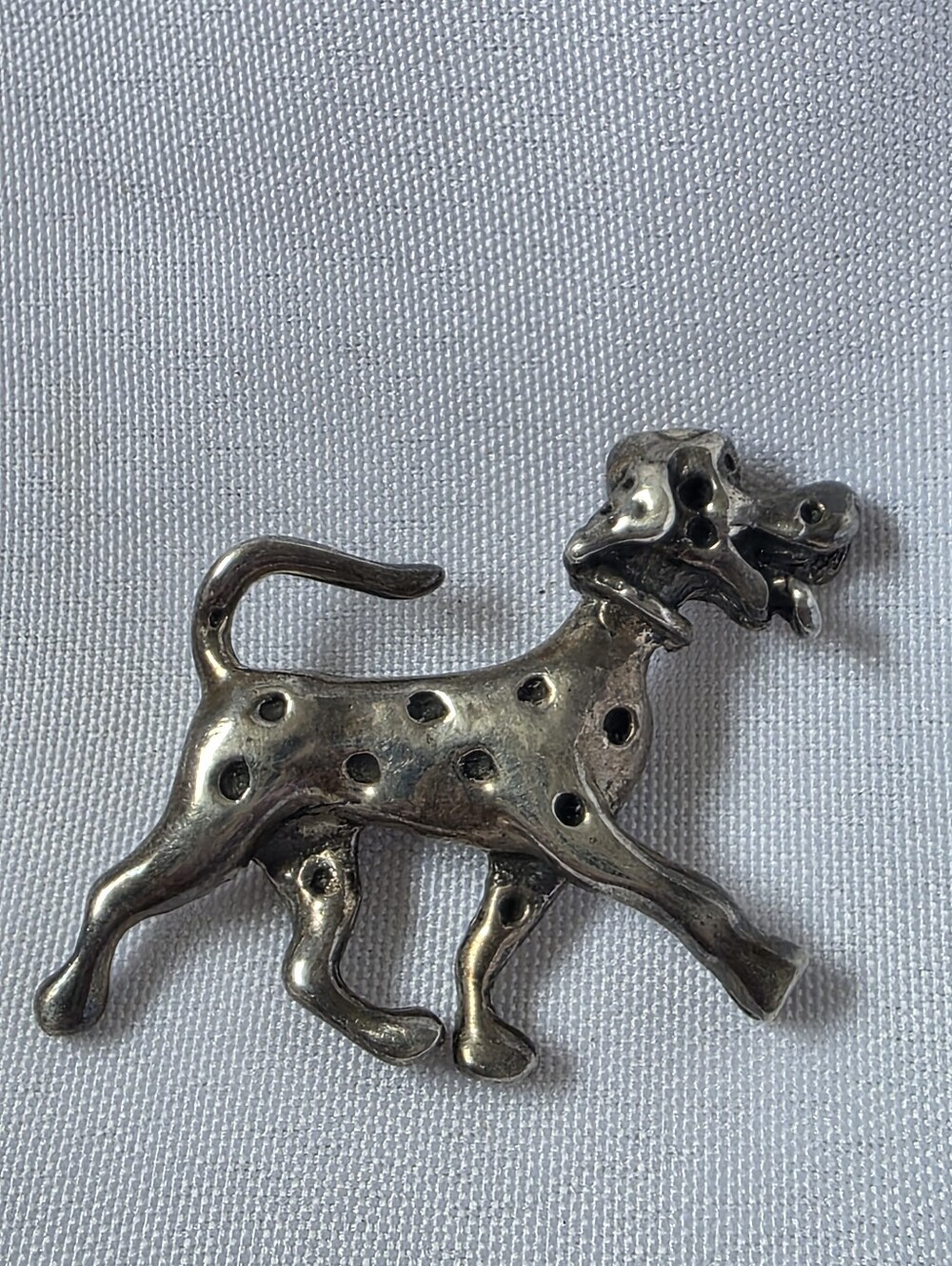 Vintage 925 Sterling Silver Dalmation Dog Pin Brooch